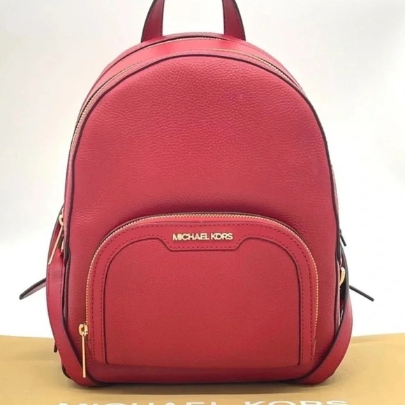 Michael Kors Medium Jaycee Backpack Red/Gold - Picture 2 of 13